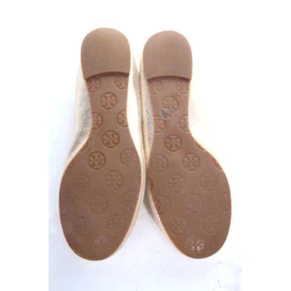 tory burch ballet flats reva shimmery gold ballet flats womens shoes sz 7 M - Picture 8 of 11